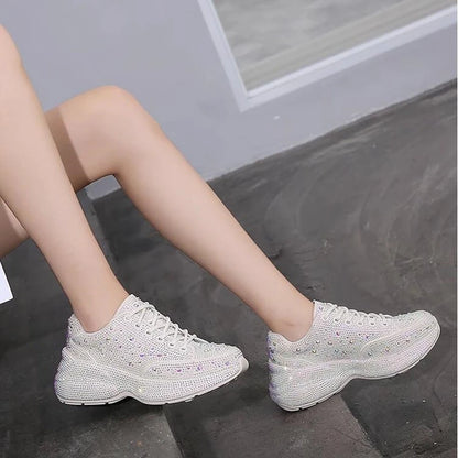AIYUQI Women Sneakers Platform 2024  Rhinestone Sponge CakeWomen Casual Shoes Large Size Sneakers For Women
