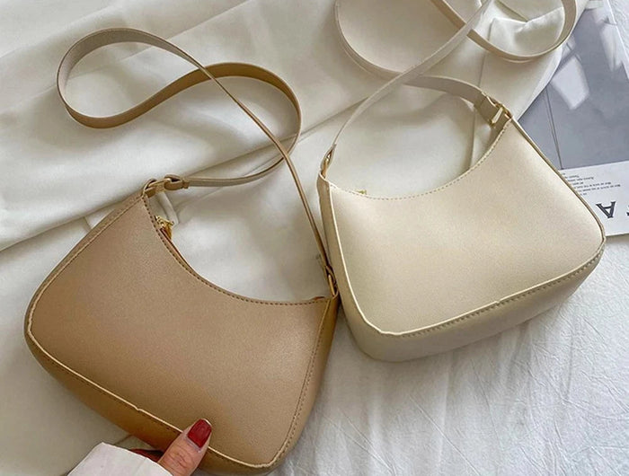 New Women's Fashion Handbags Retro Solid Color PU Leather Shoulder Underarm Bag Casual Women Hobos Handbags sac à main femme PlatiNum