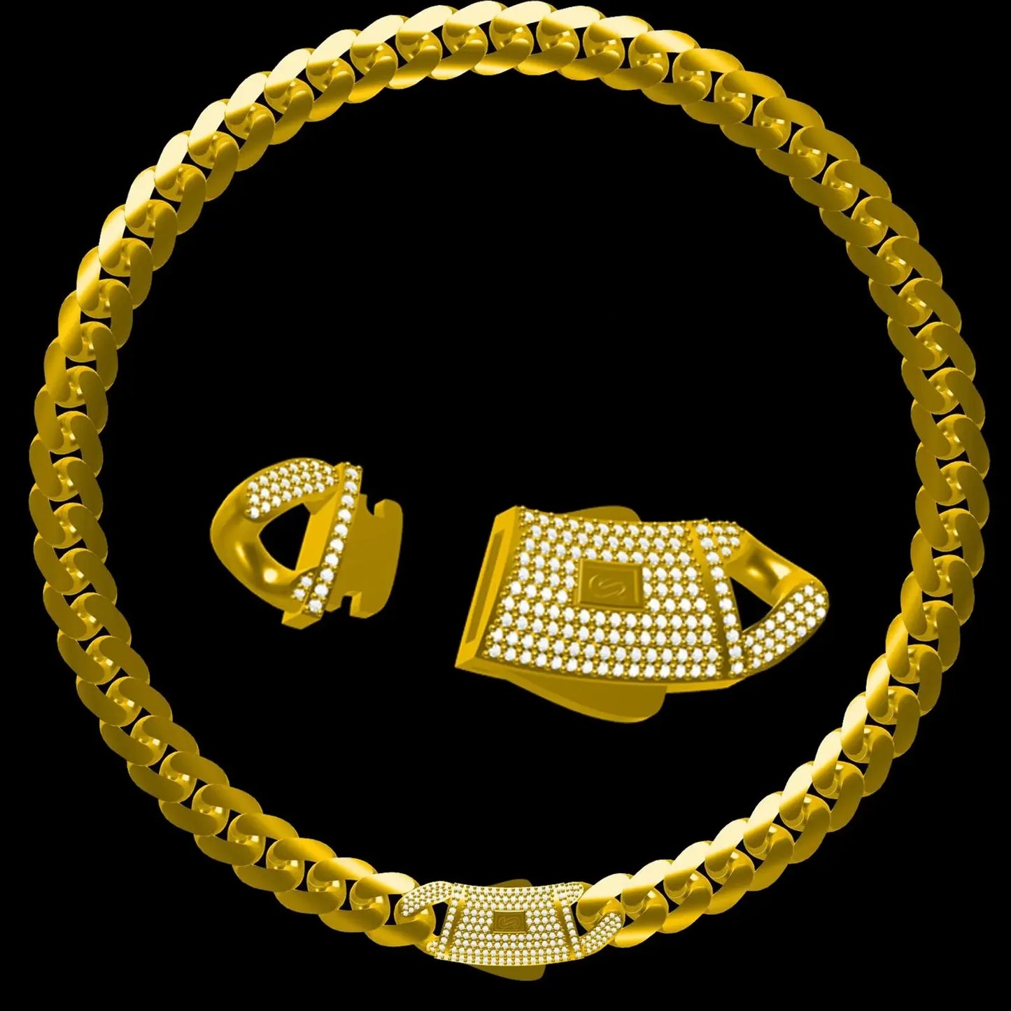 2025 Collana cubana Hip Hop dei nuovi uomini Bracciale Miami Primavera Zircone Fibbia Ottone Retro 14K Catena spessa Nero Logo personalizzato