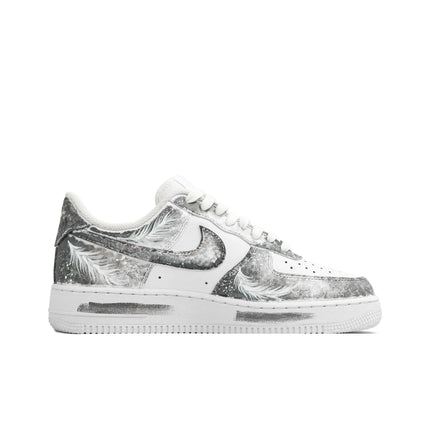 Nike Air Force 1 Kaleidoscope, Light Wing, Shopping Bag Abrasion Resistant Low top Skateboard Shoes Unisex Silver White