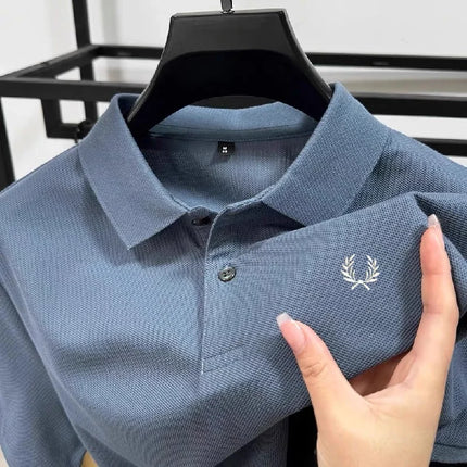 High-quality men's polo shirt, heavy cotton, summer, new, classic, branded, embroidered, comfortable, breathable, fashionable, short sleeve