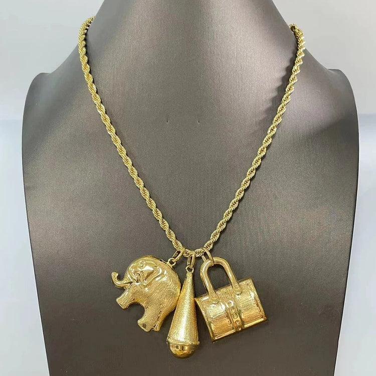Collana placcata in oro Set di gioielli boutique Set di collane da sposa Set di gioielli di qualità di lusso per uomini e donne platinumshop