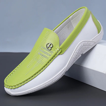 Mocassini Casual da Uomo alla Moda, Comodi e Morbidi, Scarpe Slip-On Trendy Antiscivolo in Pelle per Uso Quotidiano - 6601