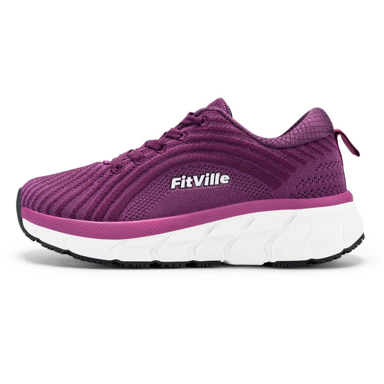FitVille Wide Toe Box Shoes For Women Breathable Wide Fit Running Shoe Lightweight for Swollen Feet with Cushioned Relief Pain PlatiNum