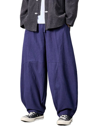 Pantaloni autunnali da uomo stile giapponese comodi pantaloni di lino in cotone maschio casual allentato retrò Harajuku pantaloni a gamba larga da uomo