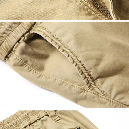 Large Pocket Loose Overalls Men's Outdoor Sports Jogging Tactical Pants Elastic Waist Pure Cotton Casual Work Pants Cargo Pants