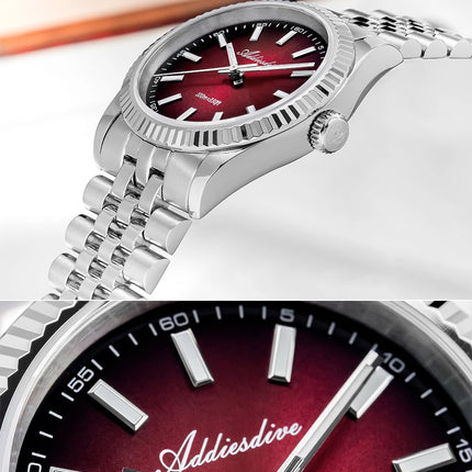 ADDIESDIVE Watch For Men Sapphire Glass Luminous 10Bar Diving Jubilee Strap 316L Stainless Steel VH31 Movement Quartz Watch