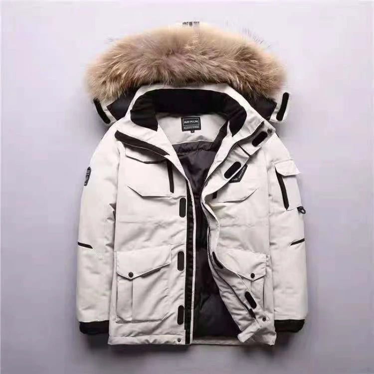 90% White Duck Down Removable Cap Men's Thermal Down Jacket Thick Puffer Jacket Men Coat High Quality Overcoat Winter Parka Men