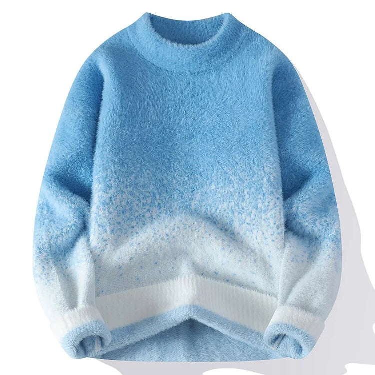 Imitation Mink Sweater for Men's Gradient Knitted Sweater for Couples Round Neck Thickened Warm Casual Pullover
