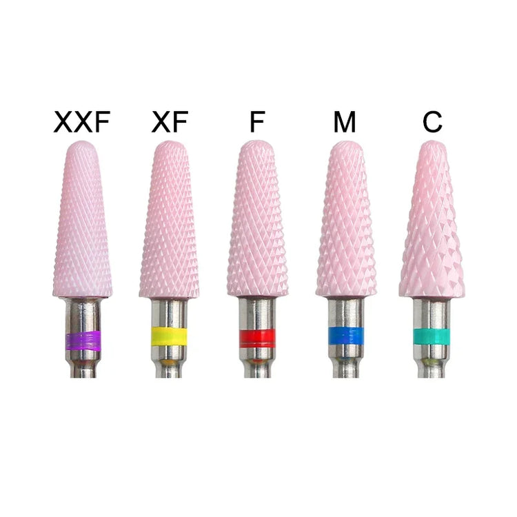 Pink Ceramic Carbide Nail Drill Bits Milling Cutter For Gel Polish Remover Electric Nail Machine Polishing Peeling File Home Salon Manicure Pedicure Accessories