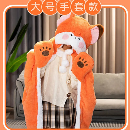 Anime Fox Cloak Fox Cape Cartoon Cloak Coral Fleece Keep Warm Air Blankets Cosplay Costumes Lovely Soft Birthday Valentine Gifts