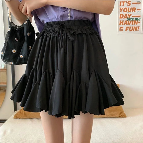 Abito da ballo estivo Minigonne bianche Donna 2024 Casual Vita alta Ruffles Faldas Fiocco coreano Ha