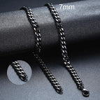 7mm Black Cuban / 60cm 24inch