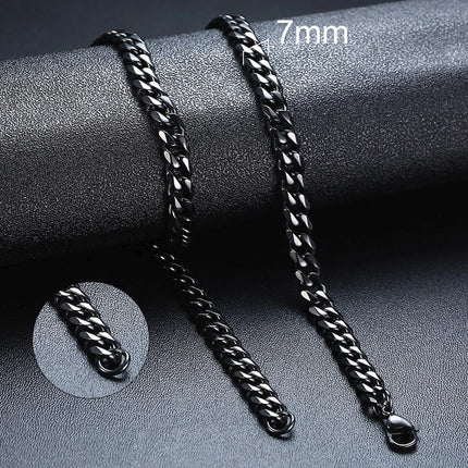 3-11MM Classic Cuban Chain Necklace for Men Women,Silver Black Gold Grey Color Stainless Steel Chains,Basic Punk Jewelry Gift PlatiNum