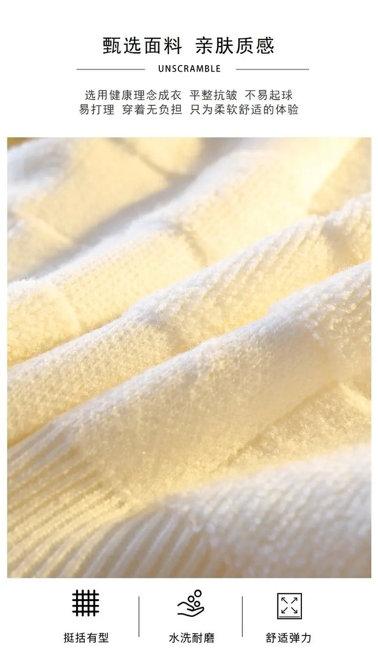 Warm Knit Sweater Autumn Winter Brand Clothing Mens Women Knitting Sweater Loose Fashion Plaid Male Long Sleeve Knitted Pullover