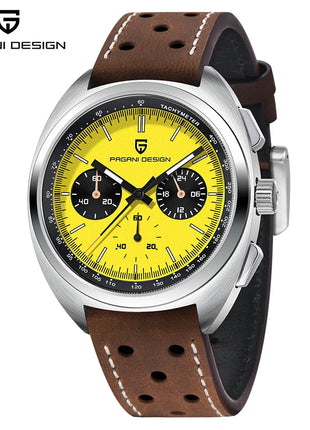 Orologio da Uomo PAGANI DESIGN con Quadrante Giallo, Cronografo al Quarzo, Movimento Giapponese VK63, Vetro Zaffiro, Impermeabile, Novità 2026