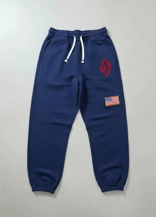 Men Retro Half-Zip Tracksuit Suit Cool Pattern Embroidery Streetwear Casual Fashion Stand Collar Zipneck Hoodie Daily Sweatpants PlatiNum