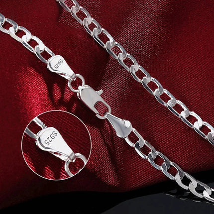 Men's 925 Sterling Silver Necklace 2/4/6/8/10/12MM 40-75cm Face Chain Necklace Lobster Clasp Men And Women Engagement Jewelry PlatiNum
