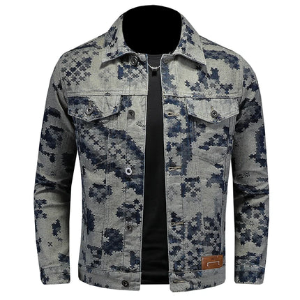 Brand Retro Denim Jacket for Men 2025 Spring Fashion Jacquard Casual Denim Jackets Social Hip-hop Streetwear Cowboy Coats