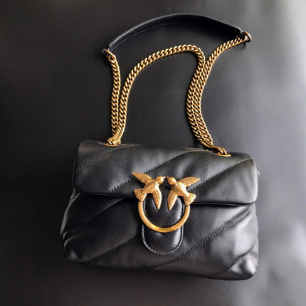 Nuova Borsa a Tracolla/Crossbody da Donna 2026 Ispirata a Pinko in Tweed con Cigno, in Vera Pelle