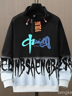 Men Spring Autumn Hooded Sweater Letter Plus Size Trendy Loose Sports Leisure Youth Student Hoodie 11xl 170kg 10XL 9XL