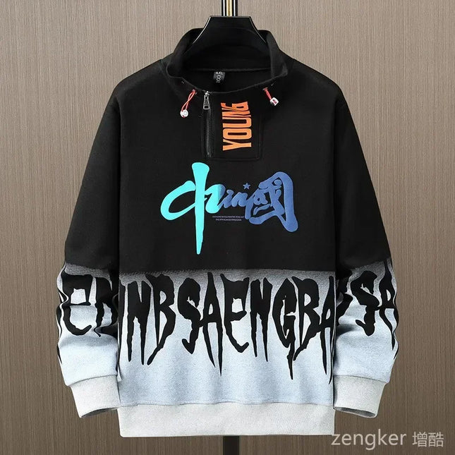 Men Spring Autumn Hooded Sweater Letter Plus Size Trendy Loose Sports Leisure Youth Student Hoodie 11xl 170kg 10XL 9XL