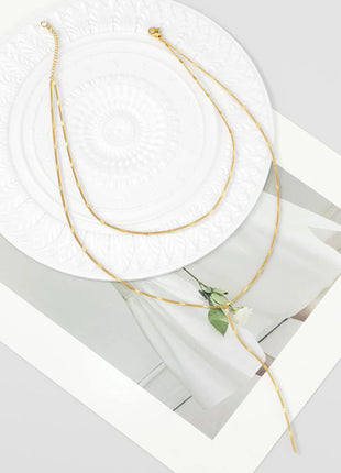 Lariat Gold Necklace for Women Teen Girls Mom, Dainty Long Necklace 14k Gold Plated STAINLESS STEEL Y-Shaped Pendant Necklaces PlatiNum