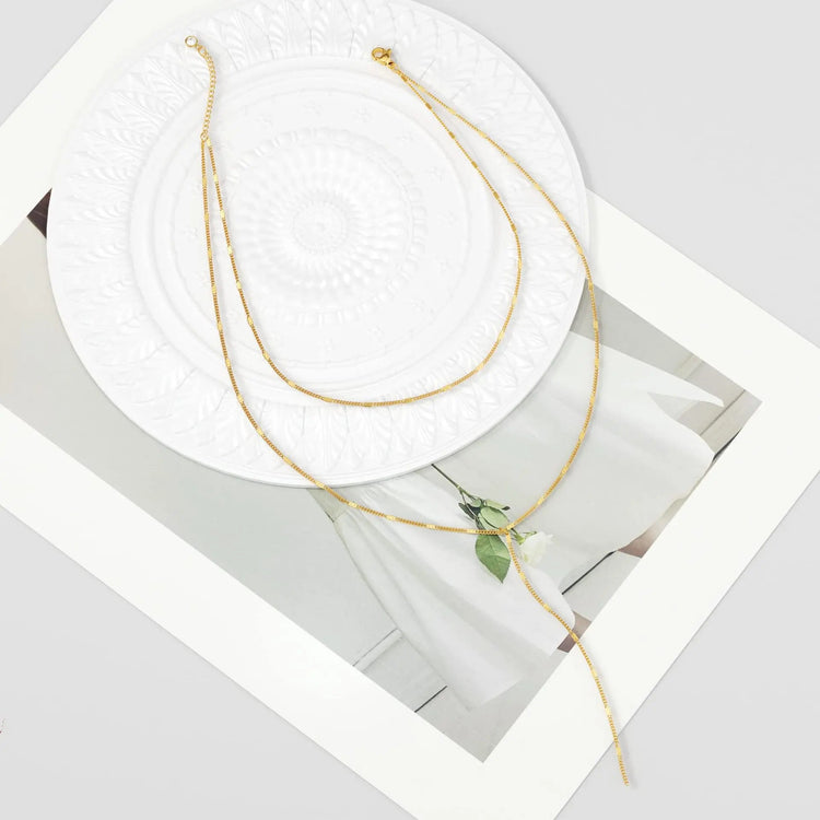 Lariat Gold Necklace for Women Teen Girls Mom, Dainty Long Necklace 14k Gold Plated STAINLESS STEEL Y-Shaped Pendant Necklaces PlatiNum