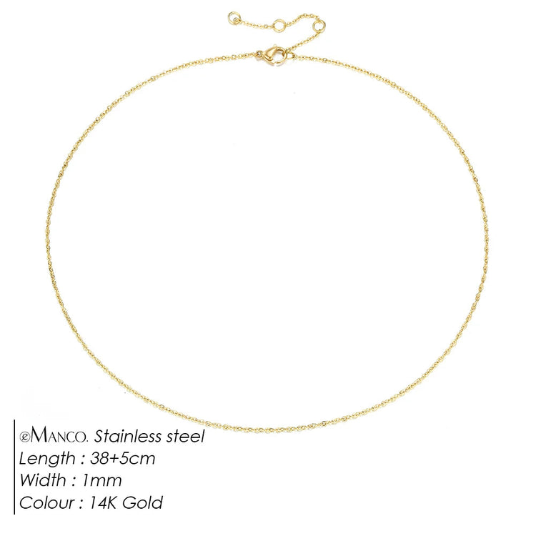 eManco Fine Chain Necklace Stainless Steel Gold Color Pendants Short Long Statement Women  Colar Gift Stainless Steel Jewelry PlatiNum