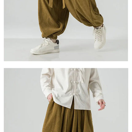 Pantaloni di velluto a coste da uomo autunno inverno pantaloni larghi casual oversize da uomo streetwear moda Harajuku donna pantaloni in vita elastica da uomo
