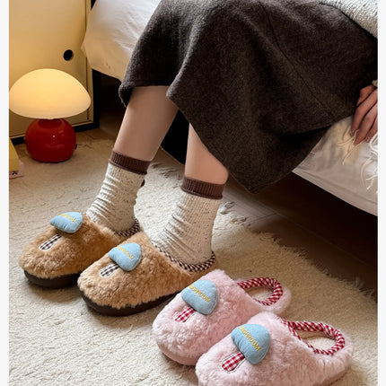 Plush Cotton Slippers Women Winter Indoor Home Shoes Anti-slip Thick Warm Cotton Shoes Cartoon Slippers Soft Comfortable Slipper