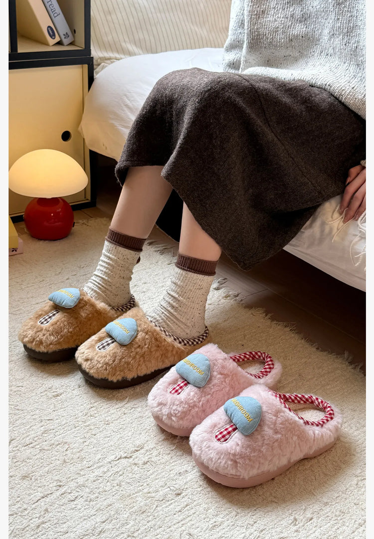 Plush Cotton Slippers Women Winter Indoor Home Shoes Anti-slip Thick Warm Cotton Shoes Cartoon Slippers Soft Comfortable Slipper