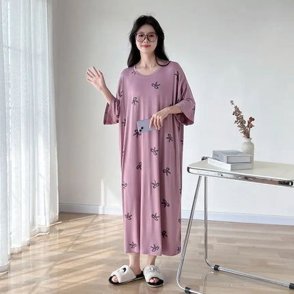 150 kg Plus Size Estate Pigro Manica corta T-shirt lunga Abito Coreano Oversize Camicia da notte allentata Maternità Indumenti da notte Vestiti per la casa