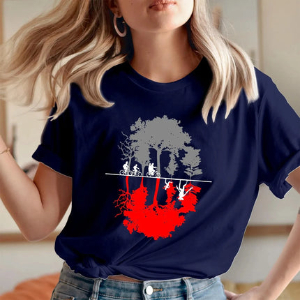 T-shirt thème "Friends" Upside Down World - T-shirt unisexe amusant 100 % coton imprimé à manches courtes pour femme à porter au quotidien