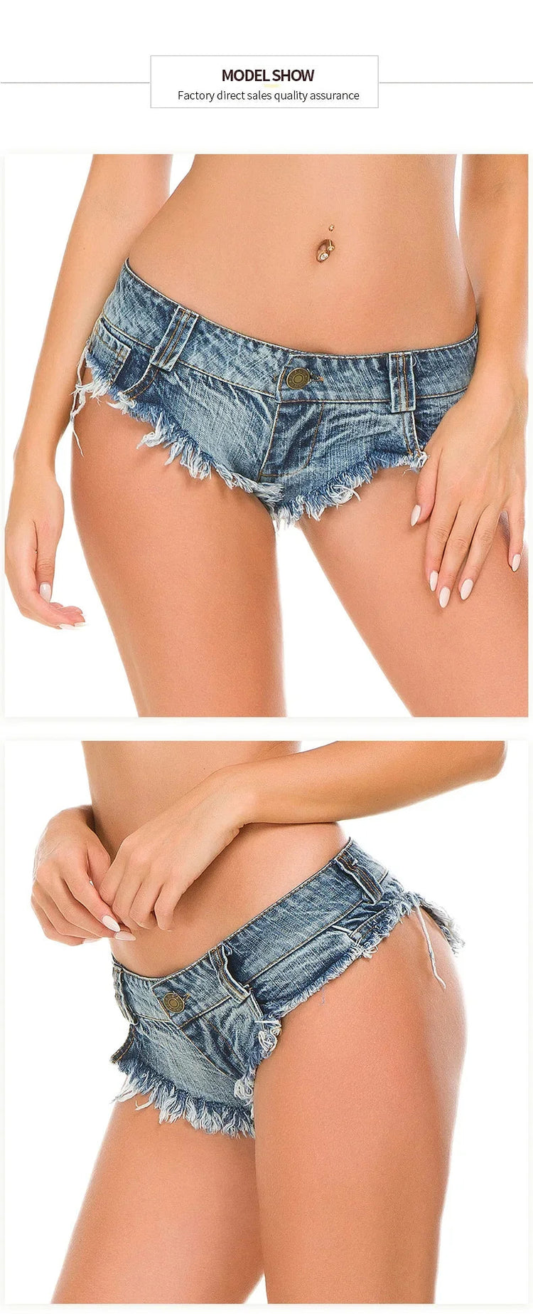 Women's Denim Shorts StreetWear Y2k Low Waisted Denim Beach Bikini Retro Super Shorts Nightclub Bar Pole Dance Clotheshot Summer PlatiNum