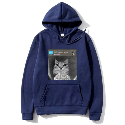 There Is Motion At Your Front Door Funny Silly Cat Meme Hot 2D Hoodie Men Women's Fleece vintage Sweatshirt Autumn Casual pullov