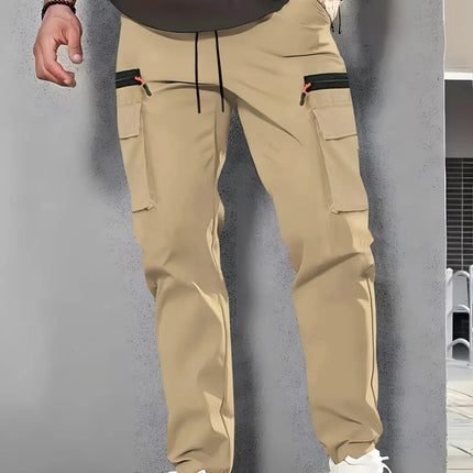 Men's New Multi-Pocket Cargo Pants, Zipper Design Straight Leg Trousers, Stylish Fit and Comfortable Fabric