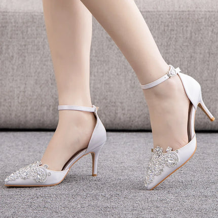 Sandali con tacco alto a punta décolleté da donna scarpe con scollo a barchetta firmate scarpe da sposa da donna scarpe da sera con tacco blu navy