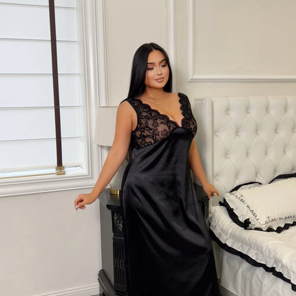 Camicie da notte sexy da donna, reggiseni e camicie da notte erotiche, camicie da notte sexy in pizzo, abiti morbidi slim fit in tinta unita, scollo a V. lingerie sessuale
