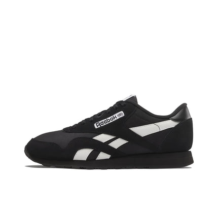 Reebok Classic Nylon Running Shoes Unisex Low Top Black White 100033807