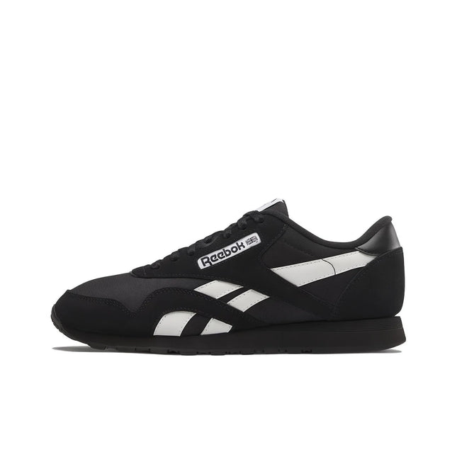 Reebok Classic Nylon Running Shoes Unisex Low Top Black White 100033807