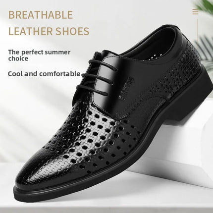 Sandali da uomo in pelle Pelle bovina traspirante Scava fuori Design Scarpe slip-on casual estive Comoda suola in gomma antiscivolo