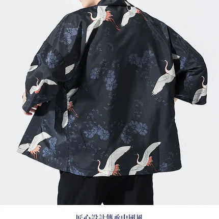 Camicie Sottili da Uomo con Stampa Tradizionale, Abbigliamento Asiatico, Kimono Giapponese, Camicie Yukata da Uomo, Top Larghi da Donna Stile Harajuku, Cappotto Taglie Forti fino alla 5XL