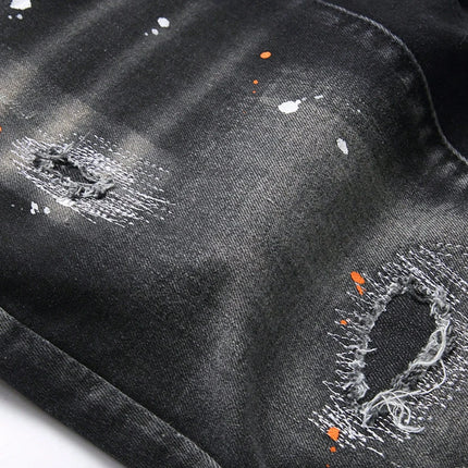 Pantaloncini strappati estivi Jeans da uomo Pantaloncini di jeans Pantaloni dritti elasticizzati Casual Freschi sottili al ginocchio Pantaloni quotidiani di marca di moda