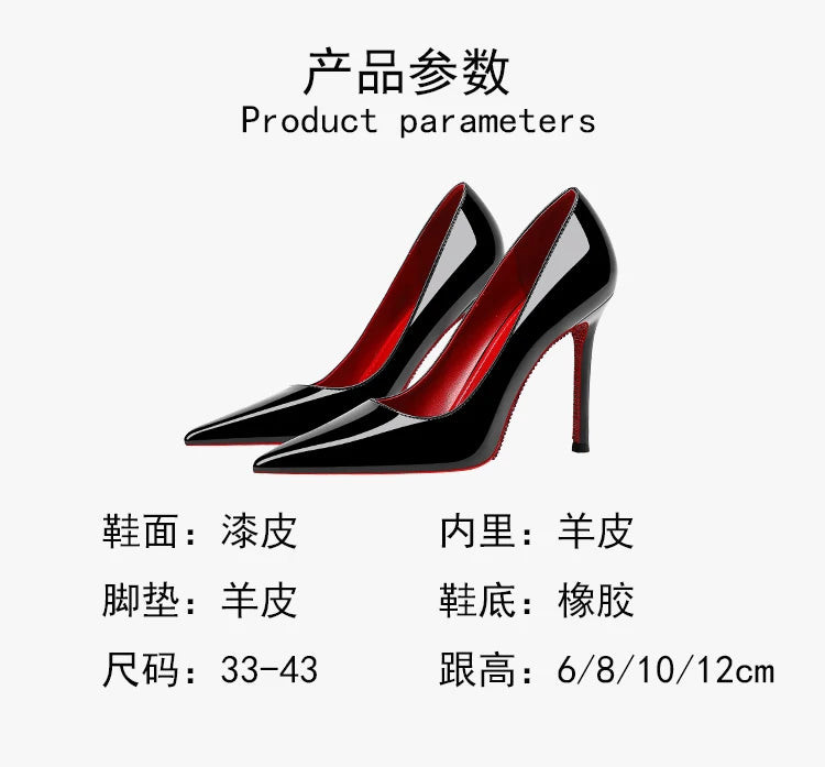 Tacchi da donna 2025 Nuovo marchio di lusso Décolleté Fondo rosso Punta a punta Strass Tacchi alti Elegante stiletto Party Prom Scarpe da donna