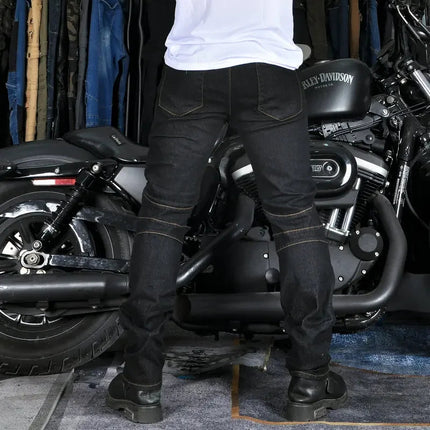 Men's Motorcycle Riding Jeans Pants, Anti-Skid Abrasion Resistant All-Weather Classic Fit Race-Ready Biker Gear PlatiNum