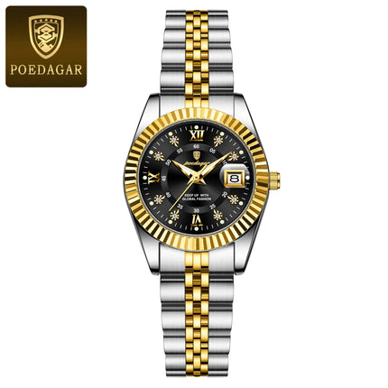 POEDAGAR Orologio da polso da donna alla moda Impermeabile Data luminosa Orologi da donna eleganti Orologio al quarzo in acciaio inossidabile per donna Reloj platinumshop