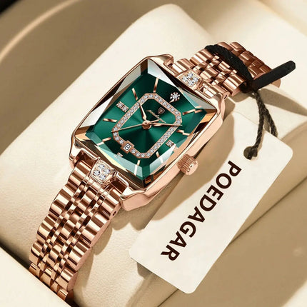 POEDAGAR Orologio da donna di lusso Impermeabile Data Orologio da polso da donna casual di alta qualità Orologio da donna elegante al quarzo in acciaio inossidabile platinumshop
