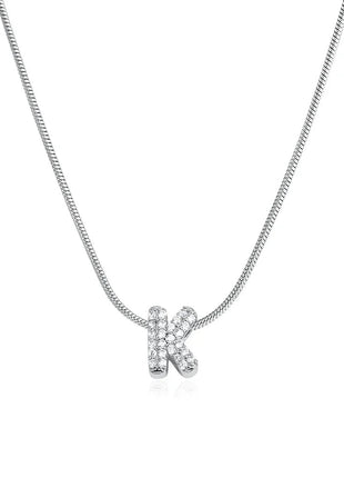 Fashion Tiny CZ Zircon Initial Alphabet Pendant Neckalce Gold Plated Stainless Steel A-Z Letter Necklaces Birthday Gifts Jewelry PlatiNum