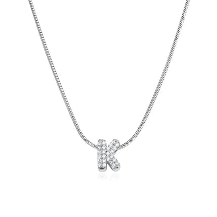 Fashion Tiny CZ Zircon Initial Alphabet Pendant Neckalce Gold Plated Stainless Steel A-Z Letter Necklaces Birthday Gifts Jewelry PlatiNum